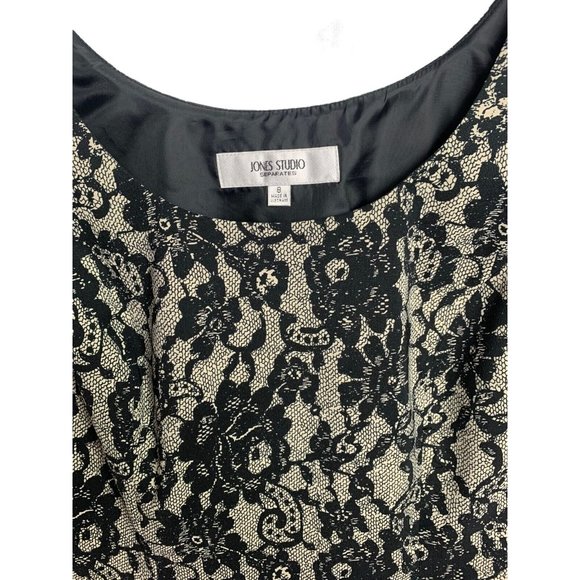 Jones Studio Womens Size 8 Black Floral Sleeveless Blouse Tank Top Lined New $33 - Picture 4 of 8